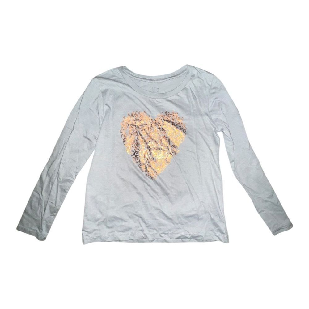 Gymboree Girls Gray Peace Love Graphic Long Sleeve T-Shirt Small NWT